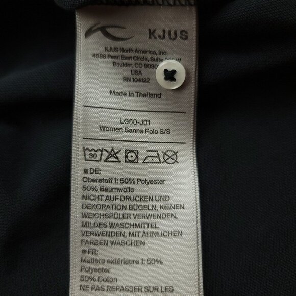 KJUS Womens 38 M Shirt Polo Short Sleeve Sport Fit Black UPF 30 Master Card Logo - Picture 6 of 13